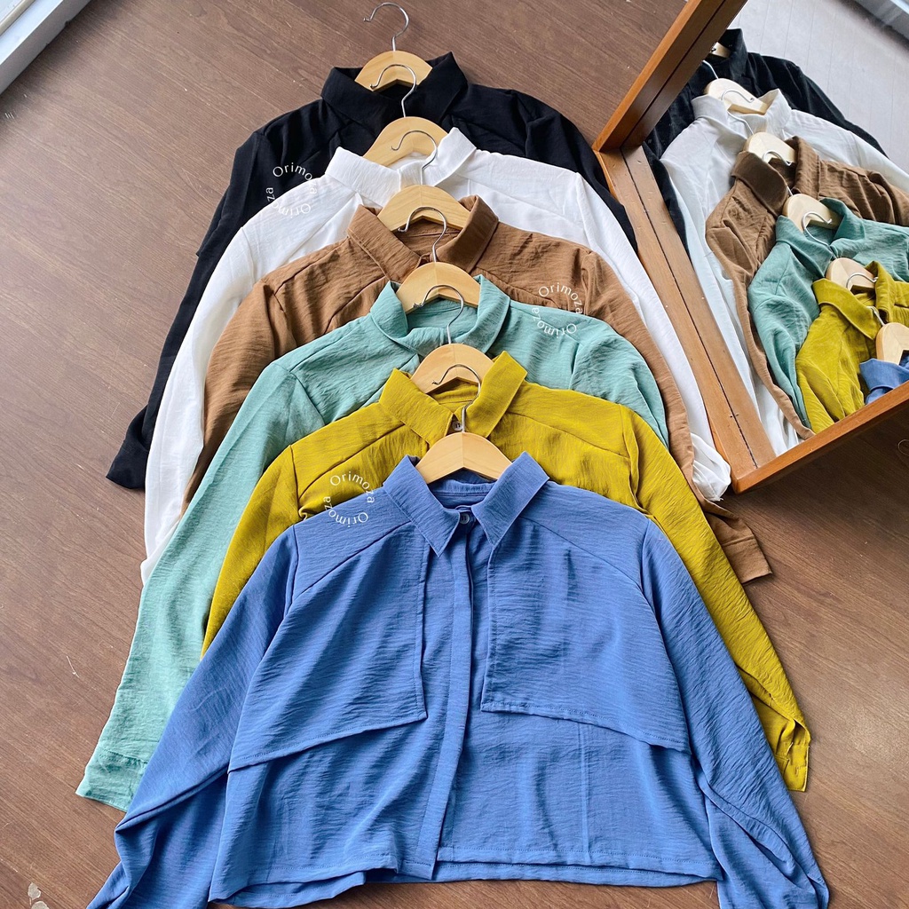 KEMEJA WANITA CROP VIRLY VARIAS LAYER DEPAN BAHAN CRINKLE CRINGKEL AIRFLOW ATASAN BLOUSE TERBARU WANITA REMAJA KEKINIAN KOREAN STYLE