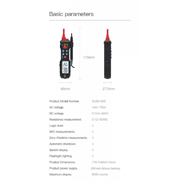 AKN88 - ATuMan DUKA DLBS-600 - Mini Pocket Digital Multimeter Pen