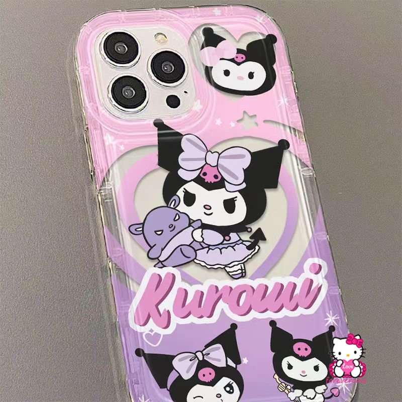 Fashion Kartun Indah Hello Kitty Doodle Shockproof Airbag Case Kompatibel Untuk IPhone 7Plus XR XS X Max11 12 14 13 Pro Max7 6 8 6S Plus Cinta Lucu Hati Kuromi Phone Soft Case