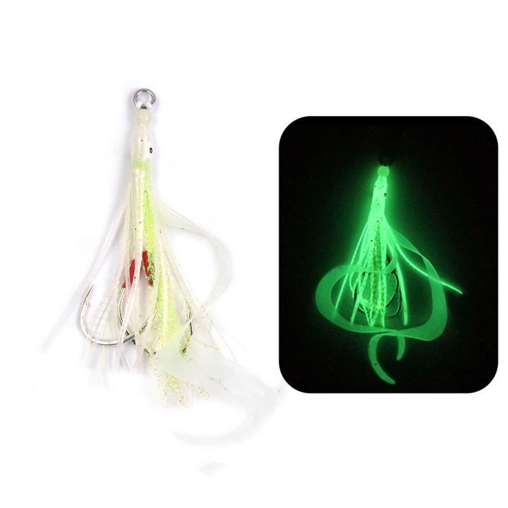 AUGUSTINA Agustina Assist Hooks Aksesoris Pancing Buatan Silikon Luminous Umpan Jig Lembut Untuk Air Asin