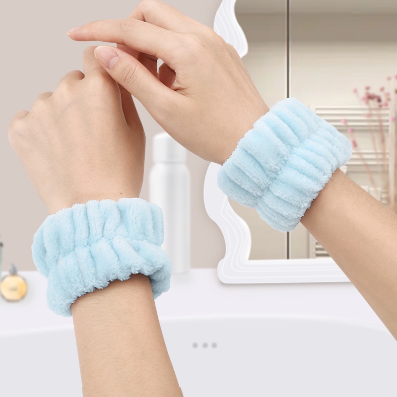 MMM Sepasang Handuk Pergelangan Tangan Anti Basah Isi 2pcs Face Wash Hand Wrist Band Handuk Cuci Pergelangan Tangan