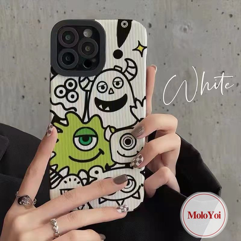 IPHONE Case Monster Kecil Lucu Gaya Korea Kompatibel Untuk Iphone7 8 Plus11 12 13 14 Pro MAX 7Plus XR X XS MAX Lovely Monster University Tekstur Kulit Shockproof Cover