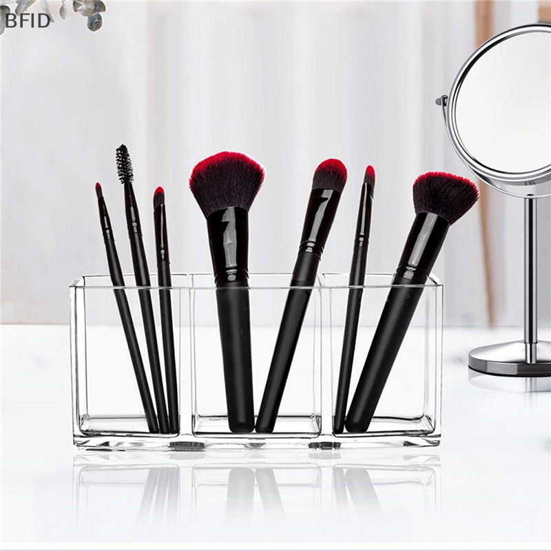 [BFID] Kotak Penyimpanan Alat Brush Makeup Plastik Kosmetik Transparan 3lubang Case Holder [ID]