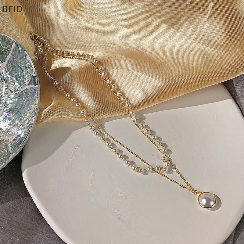 [BFID] Fashion Mutiara Kalung Wanita Indah Double Layer Klavikula Rantai Kalung Choker Perhiasan Untuk Hadiah Wanita [ID]