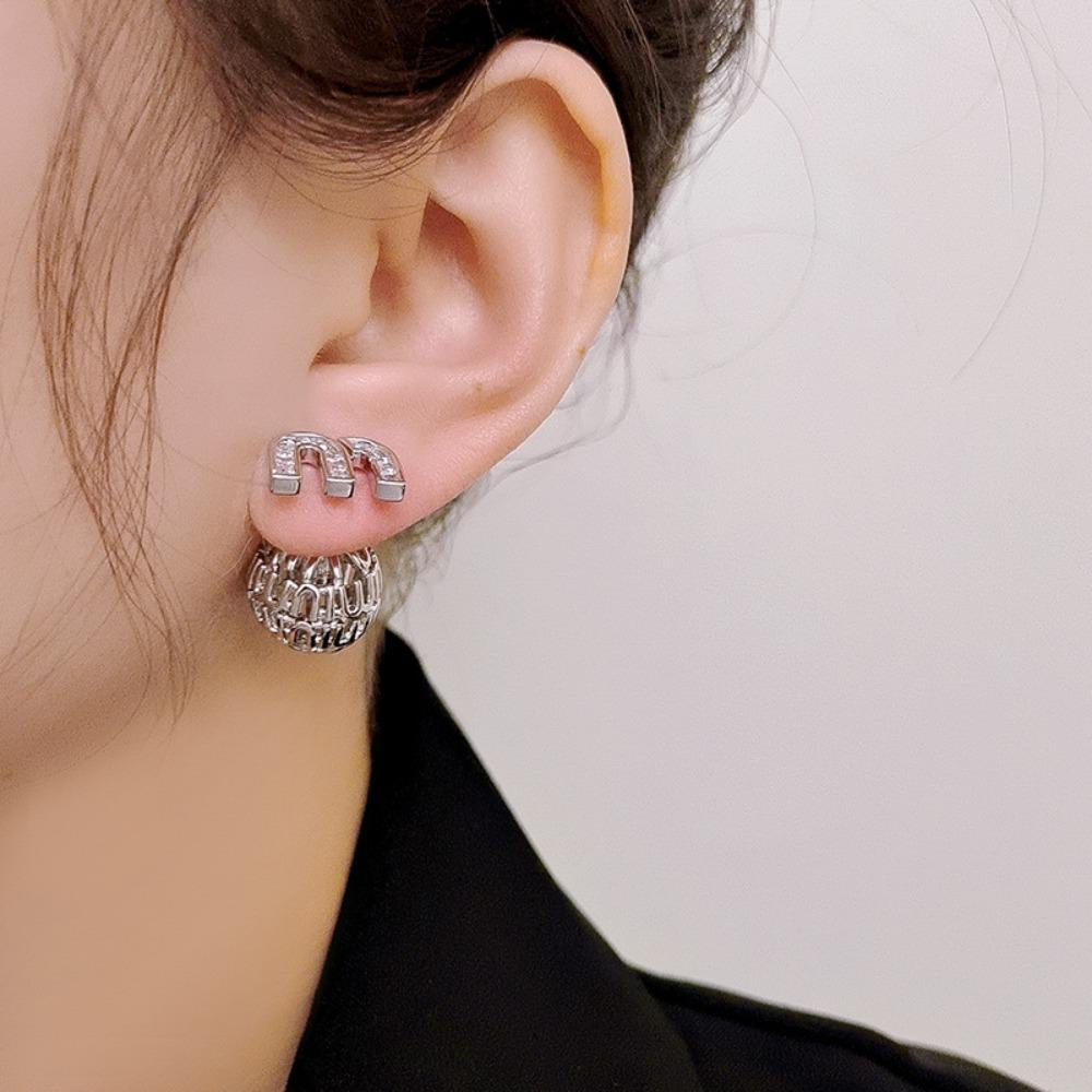 Needway Anting Bola Kepribadian Kreatif Enamel Bulat Dengan Berlian Kristal Gaya Korea Anting Untuk Gadis