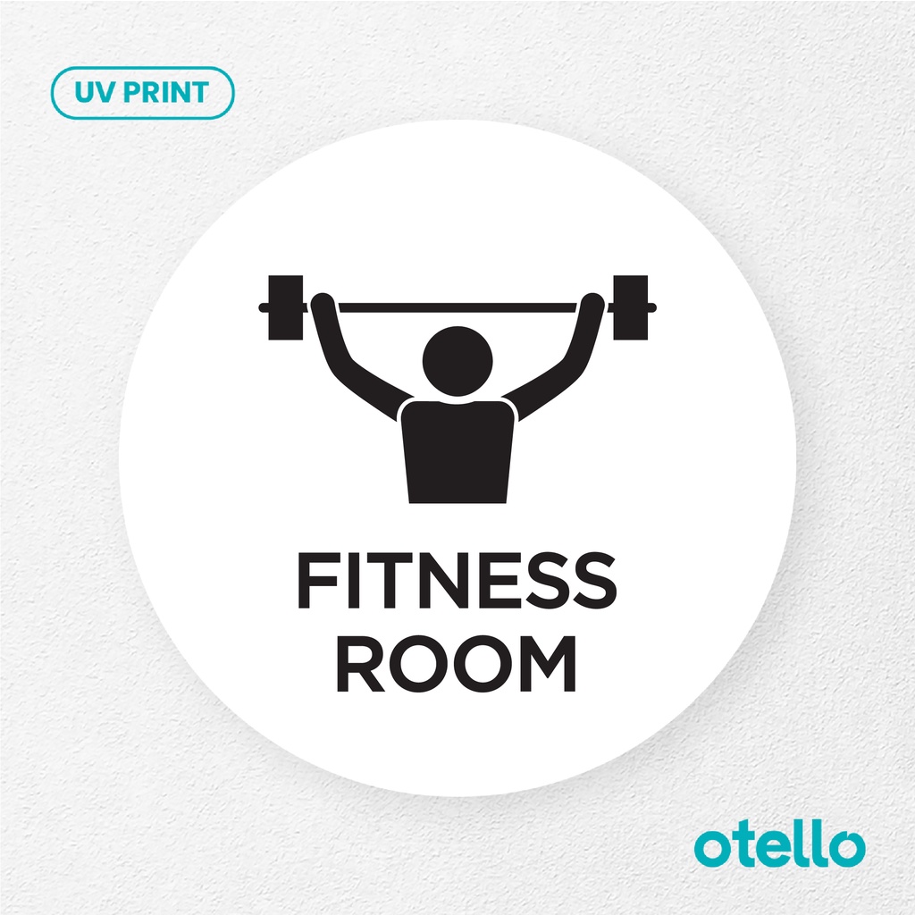 Fitness Room Signage Board Akrilik Tempel Dinding Papan Acrylic Sign Board Signage Tempel Dinding Tulisan Label Tanda Petunjuk Rambu Aklirik UV Print Nama Ruangan