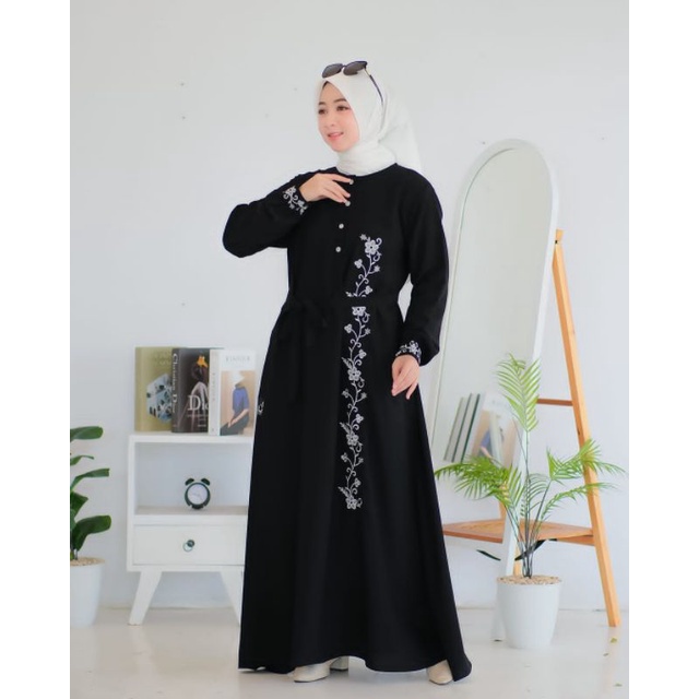 AL MADINAH ABAYA BY ANNASIHAH/ GAMIS ABAYA / GAMIS HITAM / GAMIS JETBLACK BORDIR