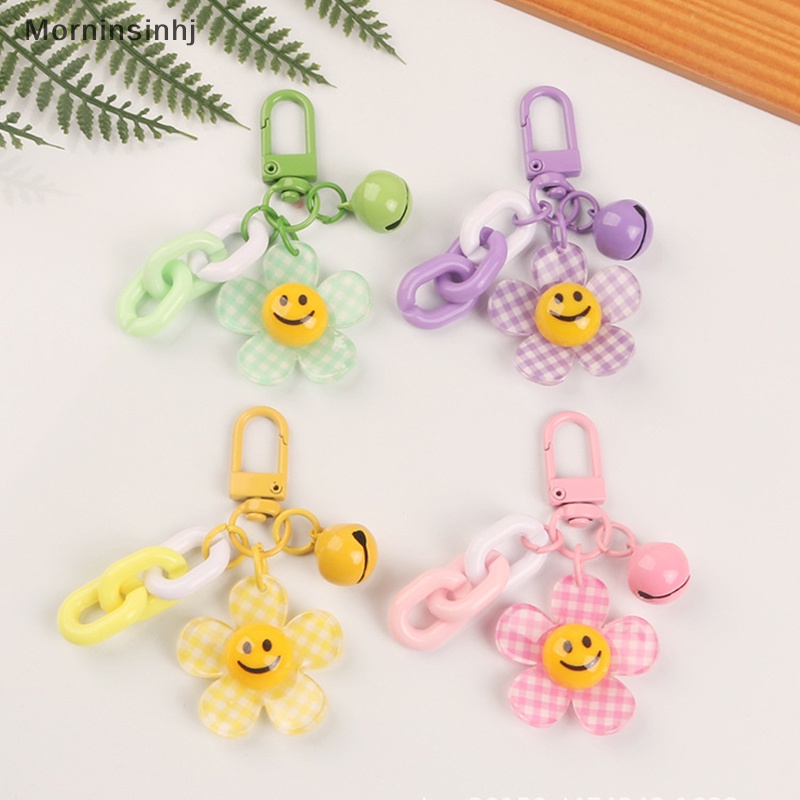 Mornin Lucu Smiley Face Bunga Bunga Matahari Warna Kisi Gantungan Kunci Dengan Bell Ransel Key Pendant Keyrings Aksesoris Kawaii Key Ring Mainan Pesona Hadiah Ornamen id