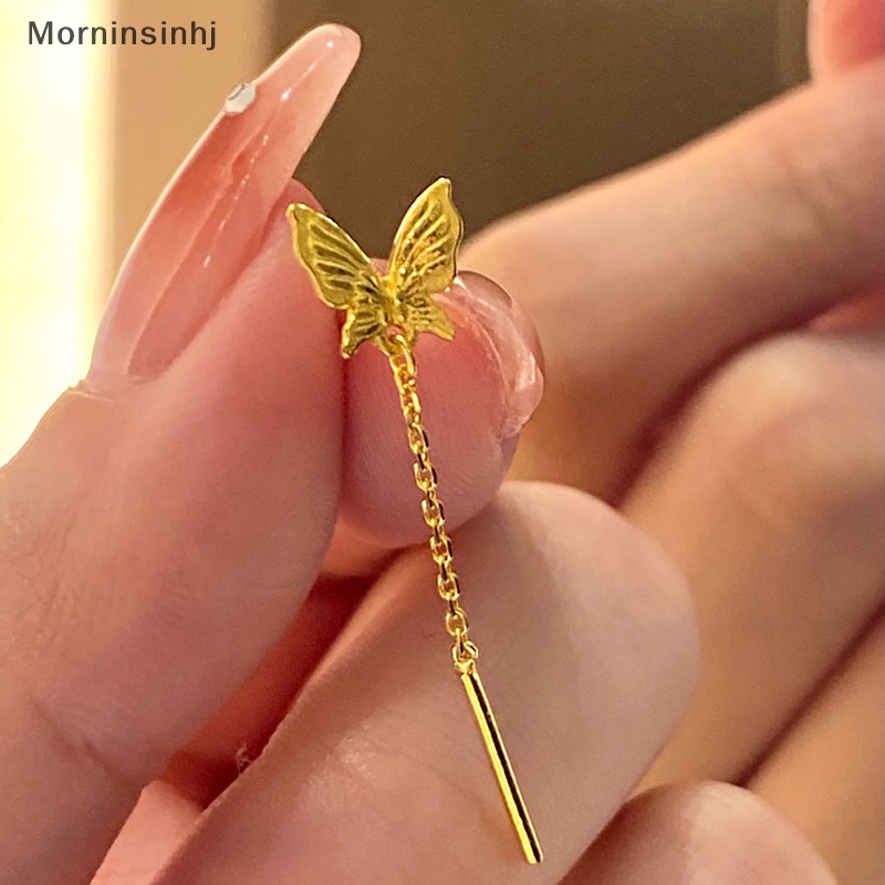 Mornin 1pasang Warna Emas Kupu-Kupu Rumbai Kawat Telinga Fashion Drop Ear Line Anting Gantung Panjang Untuk Wanita Aksesoris Telinga Perhiasan id