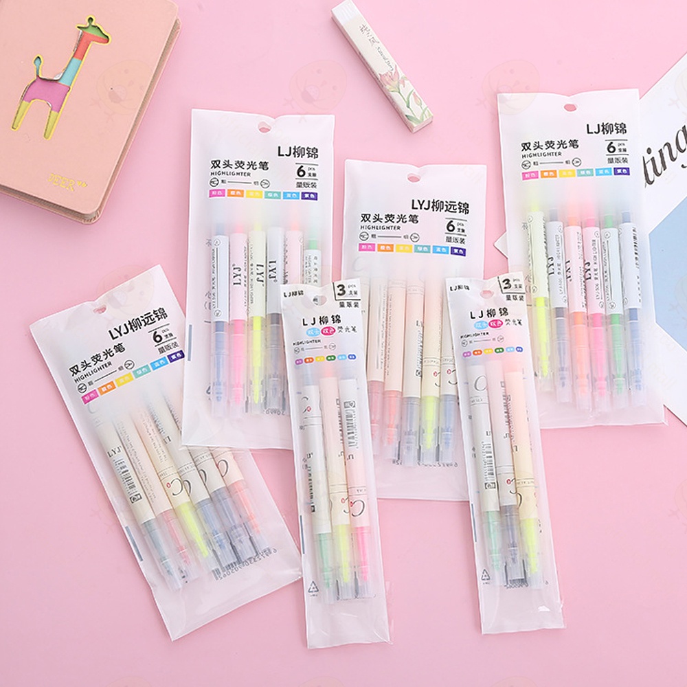 Poney Set highlighter pen Stabilo warna warni Stabilo 6 sampai 12 warna Stabilo panjang