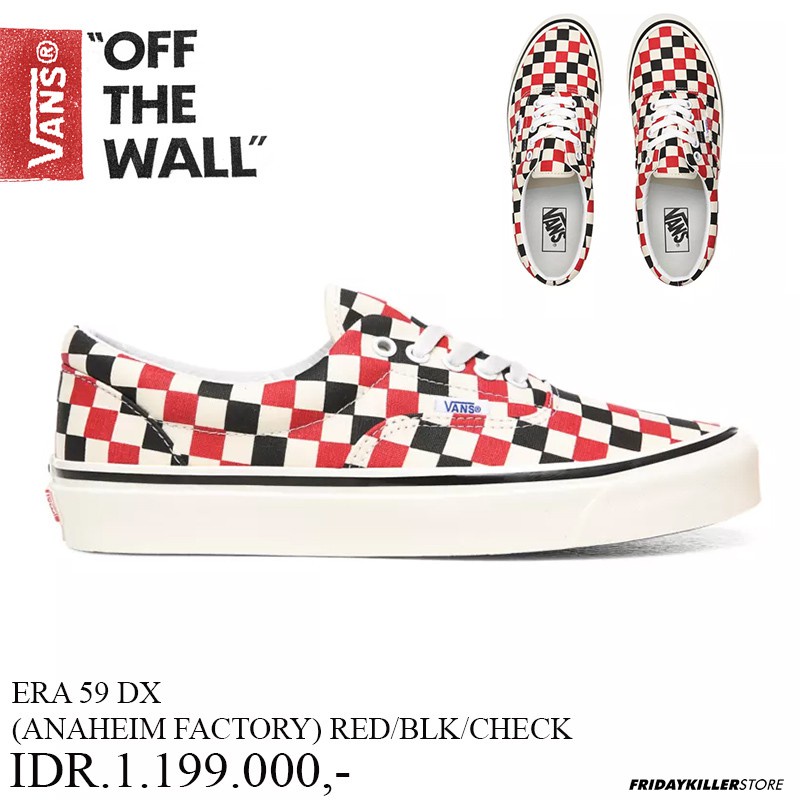 SEPATU VANS OFF THE WALL | ERA 95 DX  ANAHEIM  FACTORY RED BLACK CHECK