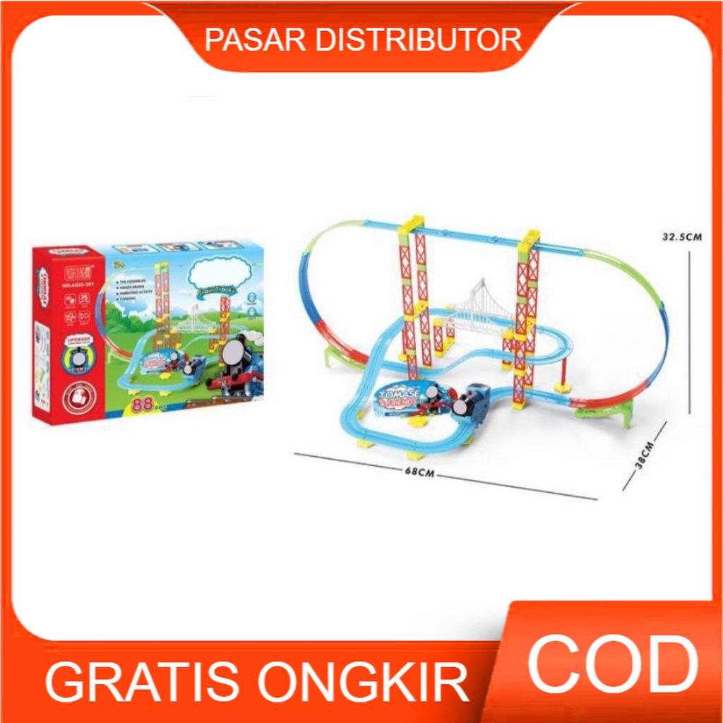 Mainan Kereta Api TRAIN &amp; THO MAS ISI 88PCS Train Tracks Roller Coaster