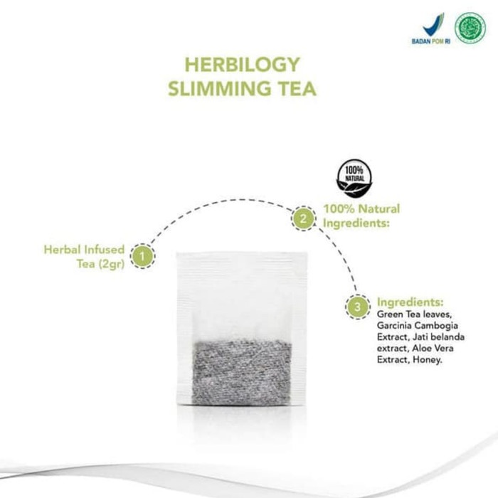 HERBILOGY Slimming Tea Teh Pelangsing 20 tea bags Penekan Nafsu Makan - August 2023