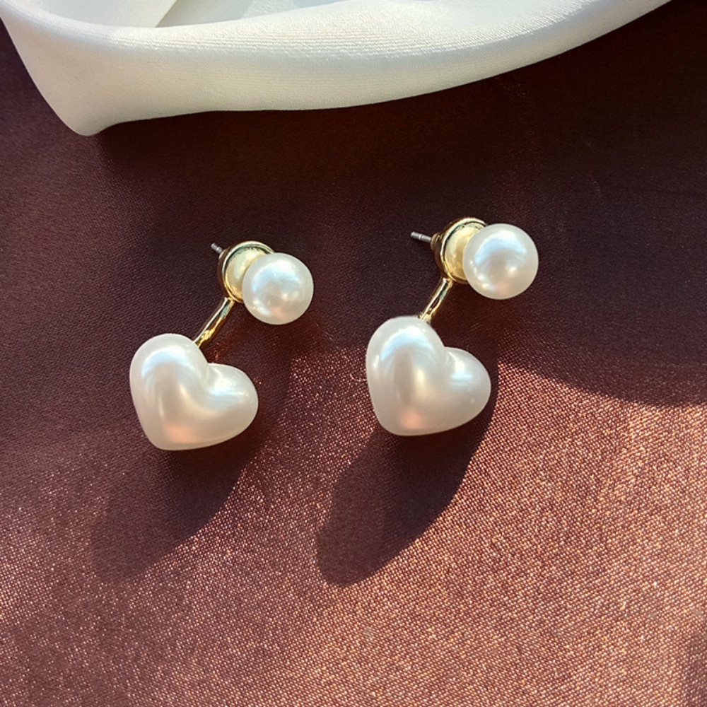 S925 Silver Needle Earring for Women Girls Korean Simple Pearl Love Stud Earrings Fashion Jewelry Accessories Sexy Girl Jewelry