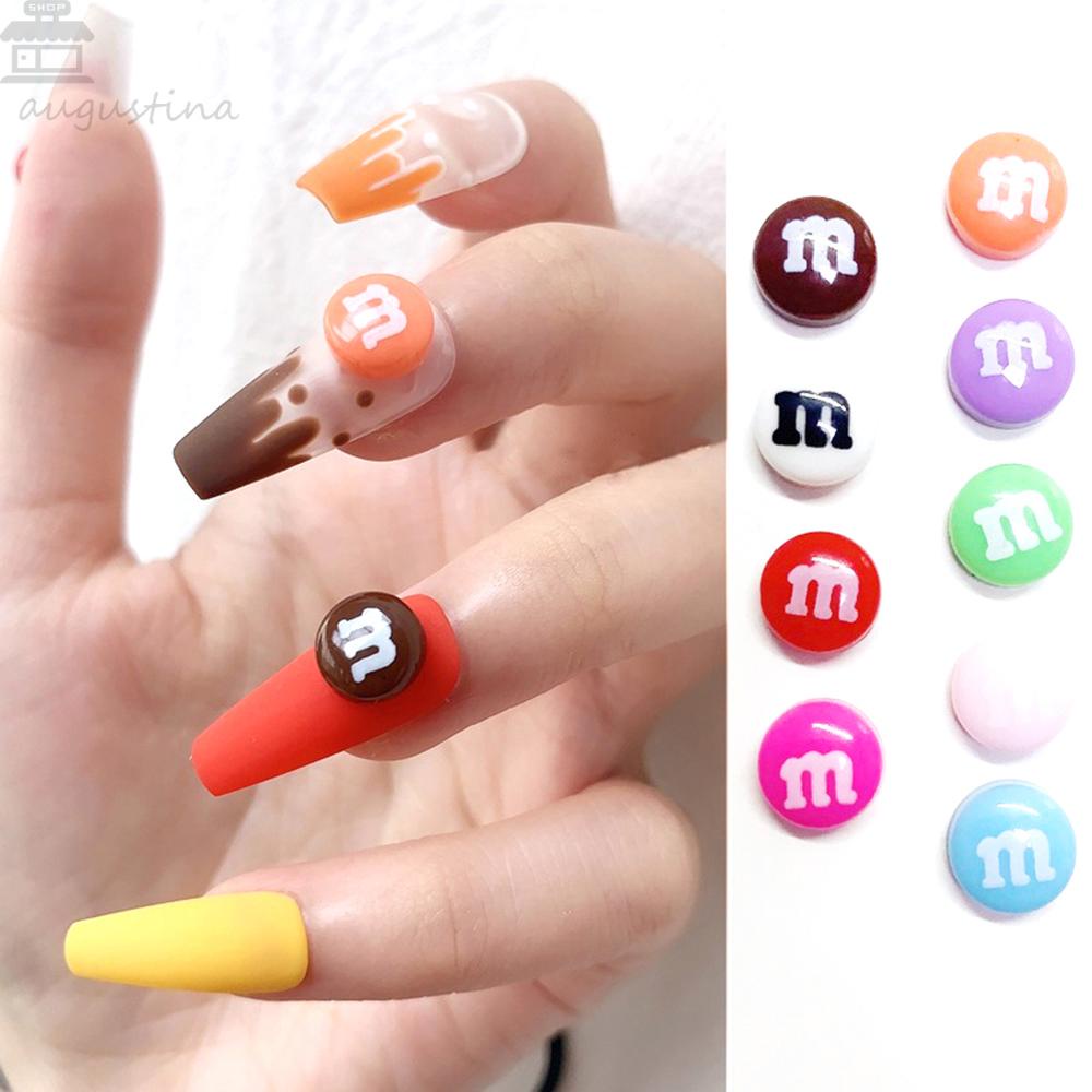 AUGUSTINA Agustinina Perhiasan Nail Art DIY Kancing Warna-Warni Manikur Aksesoris