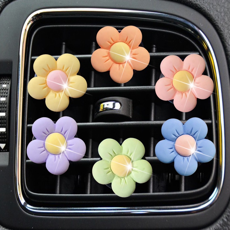 [warna Random] bunga lucu aromaterapi mobil ac Outlet parfum klip / Auto Air Freshener Colorful Flora Decor mobil / aksesoris Interior / tidak termasuk aromaterapi