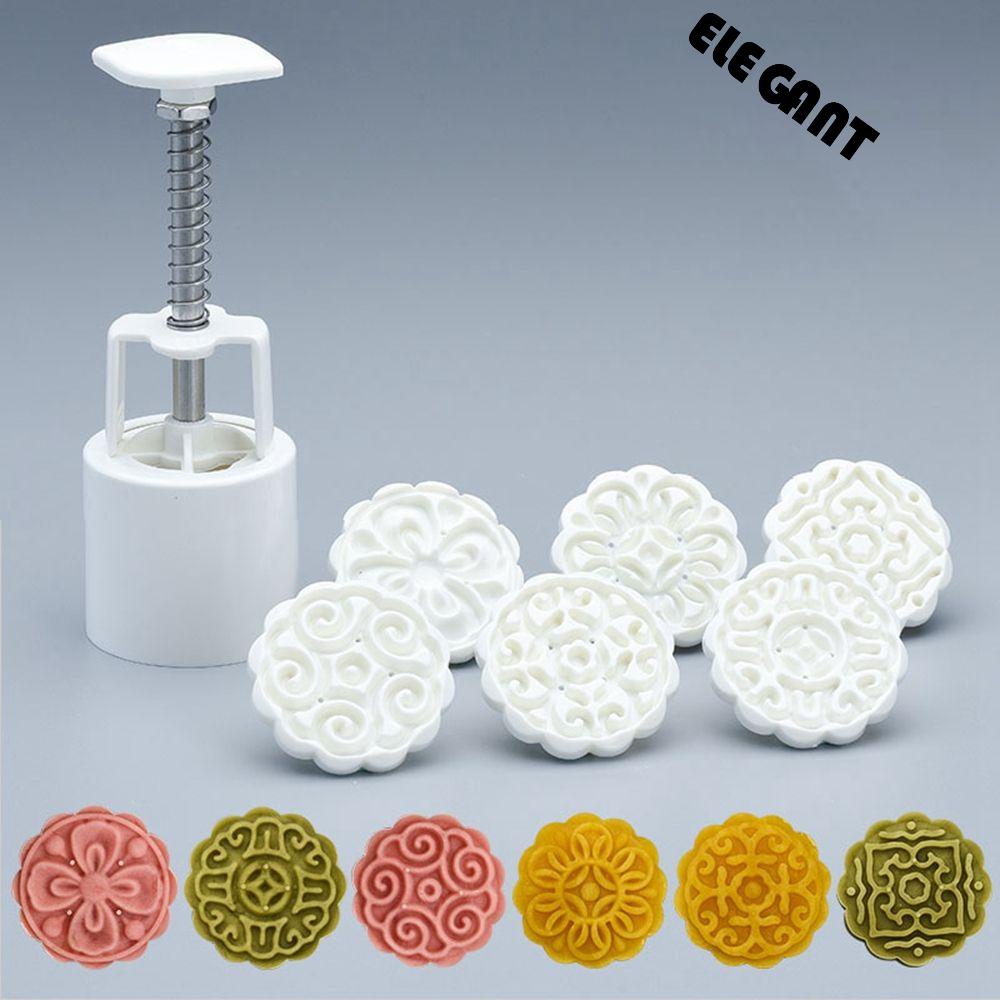 【 ELEGANT 】 Cetakan Kue Bulan Bentuk Bunga 50g Plunger Kue Alat Pastry Gadget Dapur Mooncake Baking Cookie Press