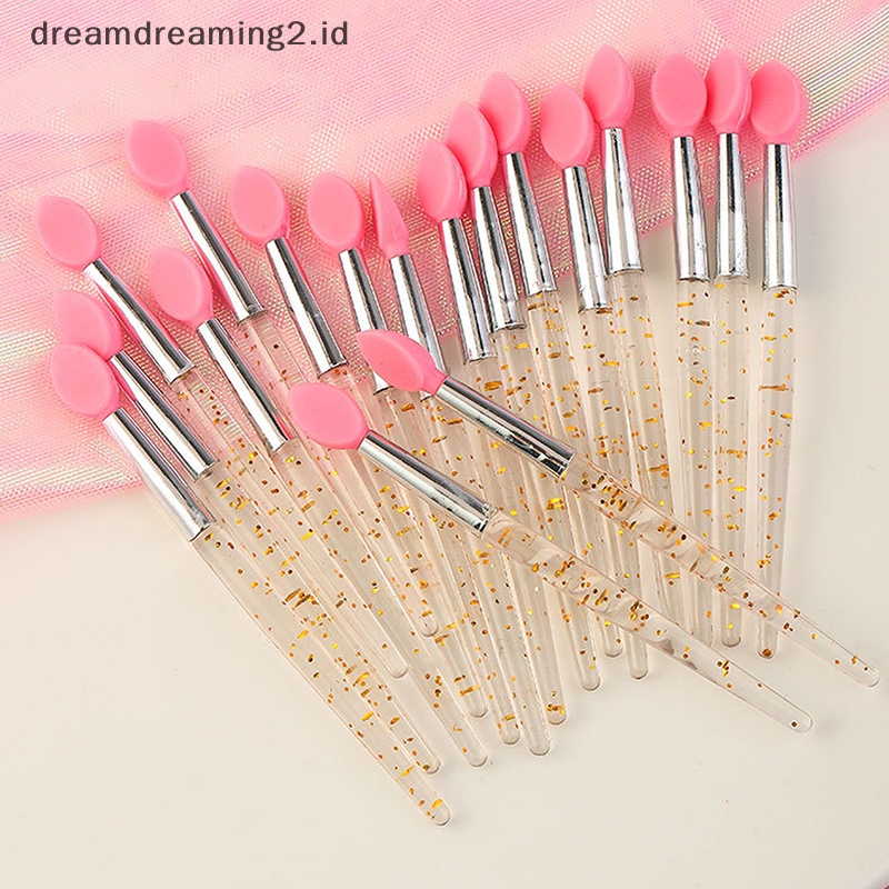 (drea) 10pcs Kuas Aplikator Bibir Eyeshadow Kepala Silikon Lembut Makeup Brushes Dengan Crys //