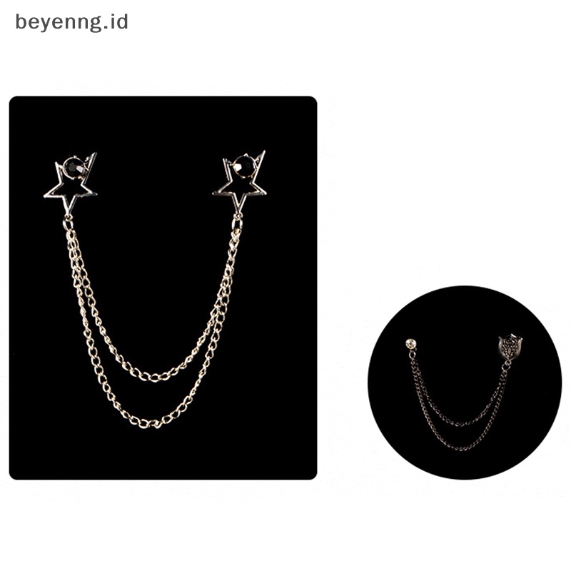 Beyen Bros Burung Mode Baru Bintang Kristal Rumbai Rantai Kerah Pin Jas Baju Fashion Pakaian Bros Untuk Wanita Pria Aksesoris ID