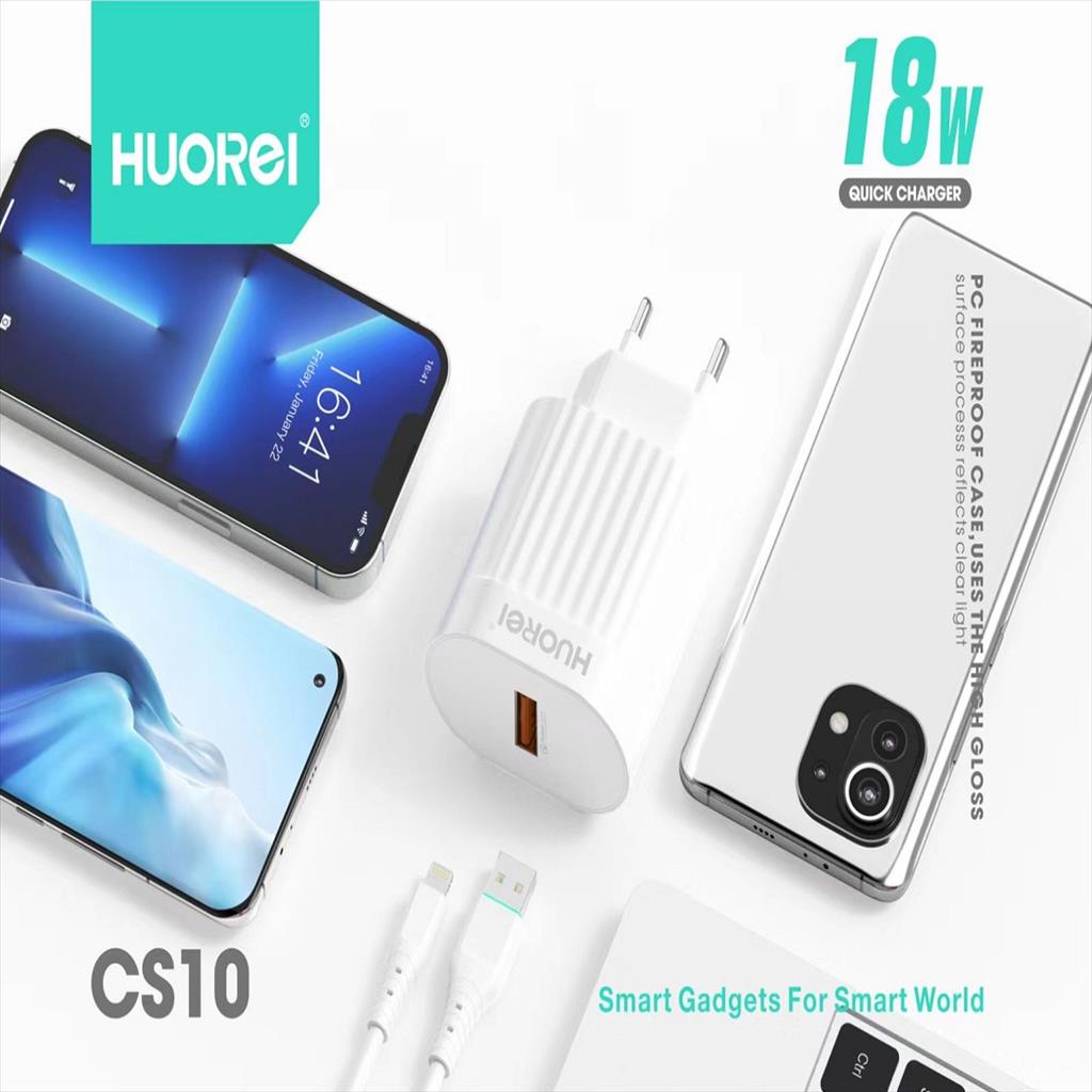 HUOREI CS10 Power IQ Quick Charger 3.0 18w Gratis Kabel Micro USB