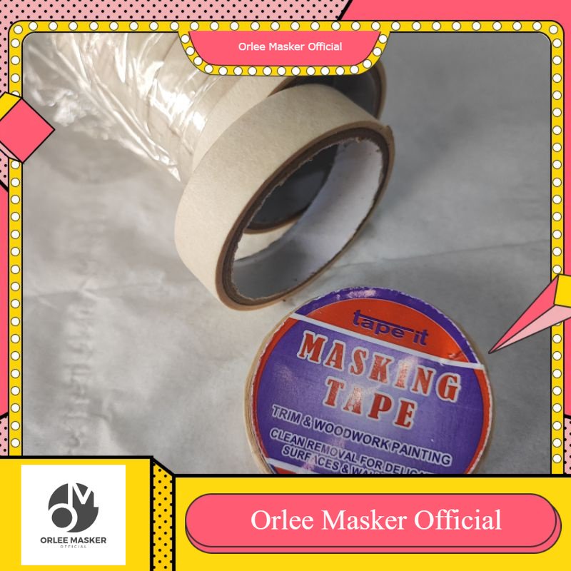 ISOLASI KERTAS MASKING TAPE 1 SLOP (isi 10 pcs), ukuran 1 inch, solasi kertas slop