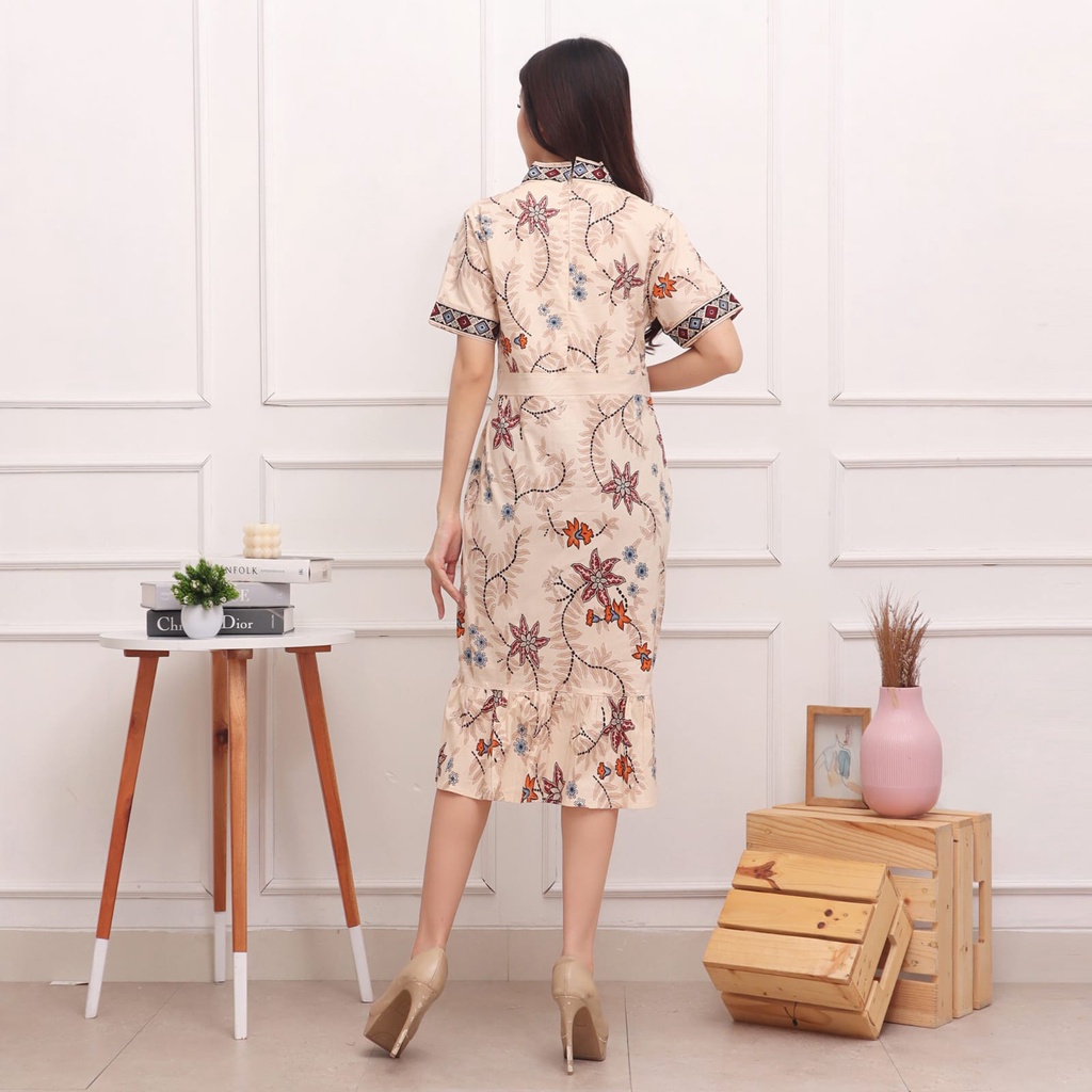 Evercloth Chery Dress Batik Modern Wanita Gaun Terusan Jumbo