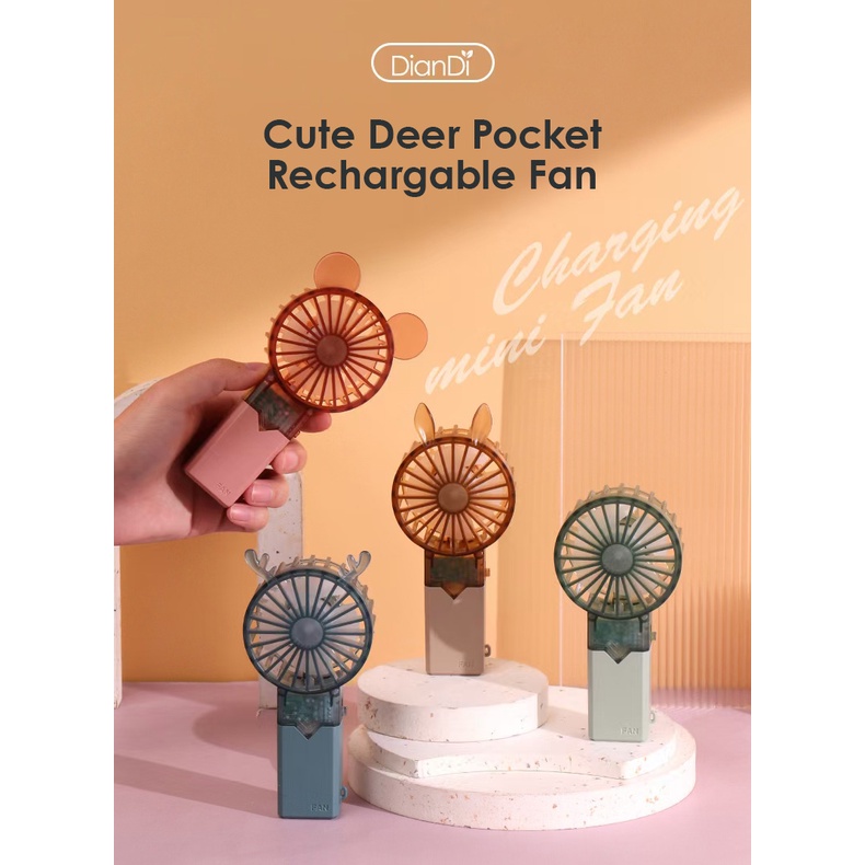 Kipas Angin Mini Fan Portabel Genggam DianDi SQ2259 Kipas Lucu Rusa