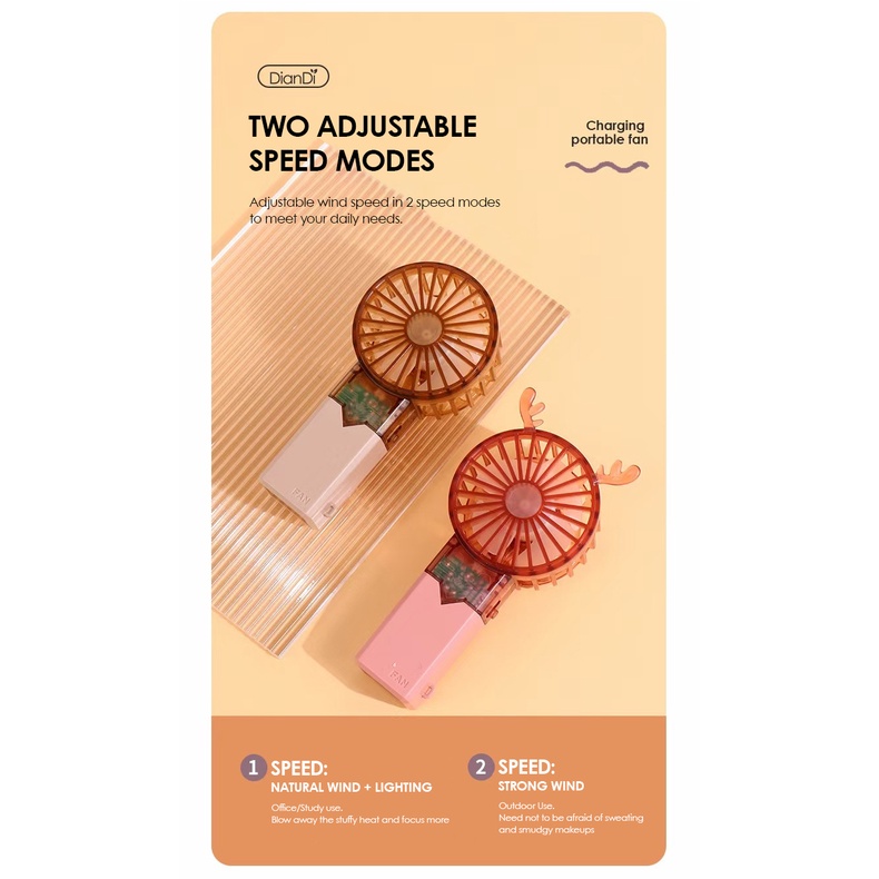 Kipas Angin Mini Fan Portabel Genggam DianDi SQ2259 Kipas Lucu Rusa