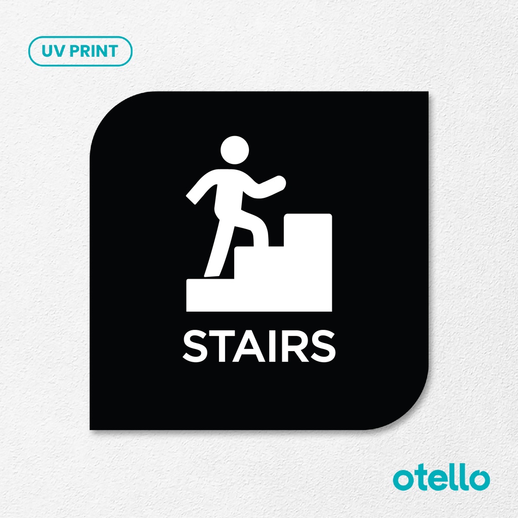 Stairs Signage Board Akrilik Tempel Dinding Papan Acrylic Sign Board Signage Tempel Dinding Tulisan Label Tanda Petunjuk Rambu Aklirik UV Print