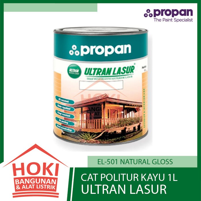 CAT POLITUR KAYU ULTRAN LASUR EL-501 1L - Vernis Eksterior PROPAN 1Kg - Natural Gloss - Classic Teak