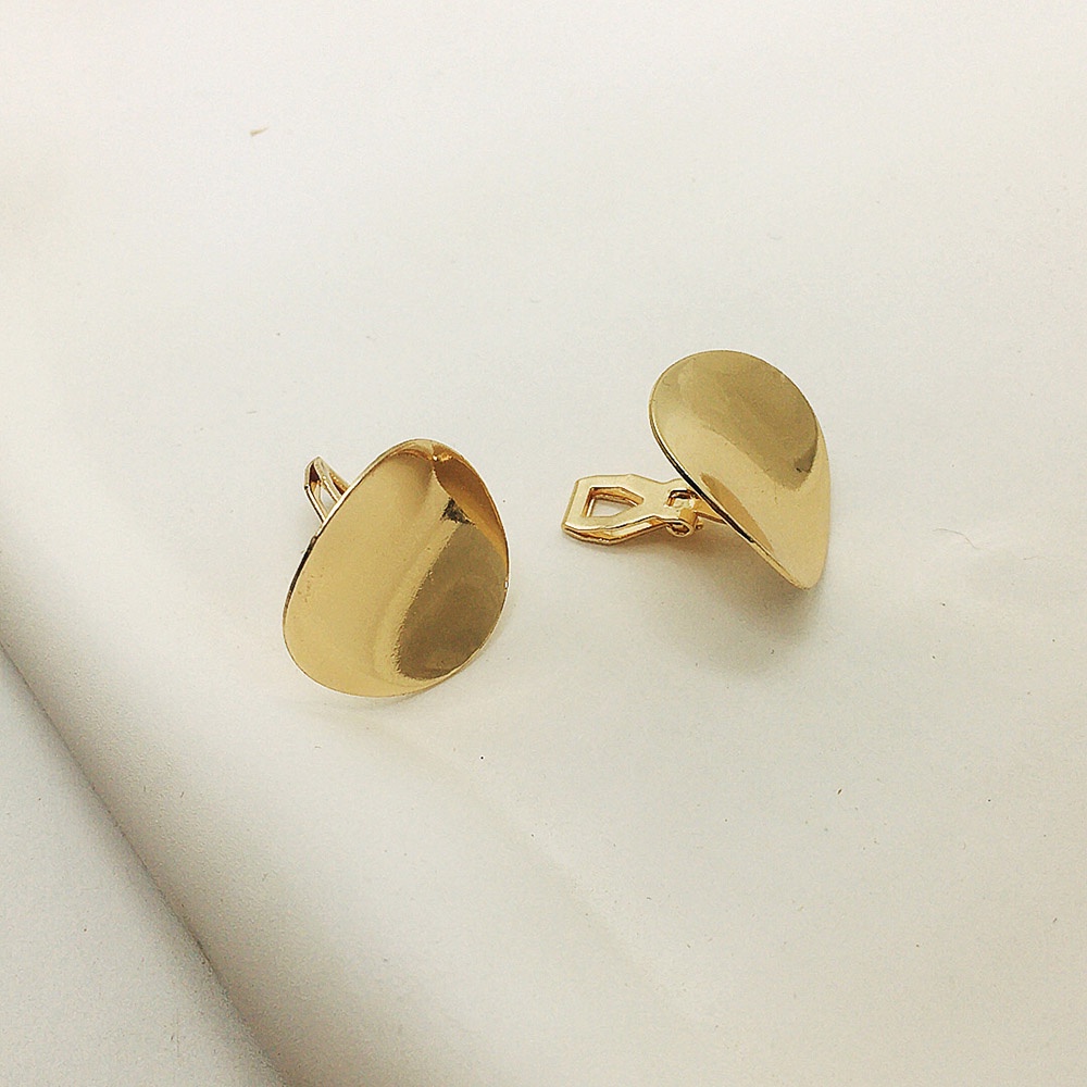 Anting Klip Geometris Tidak Teratur Lapis Emas Untuk Wanita Perhiasan Logam Non Tindik Earcuffs Sederhana