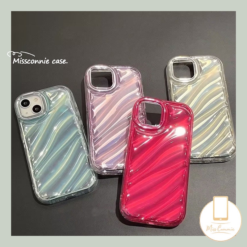 Casing Ponsel Kartu Laser Mewah Bergelombang Stereo 3D Kompatibel Untuk IPhone 6 6S 7 8 Plus 11 14 13 12 Pro MAX 7Plus XR X XS MAX SE 2020motif Warna Simple Mempesona Shockproof Cover