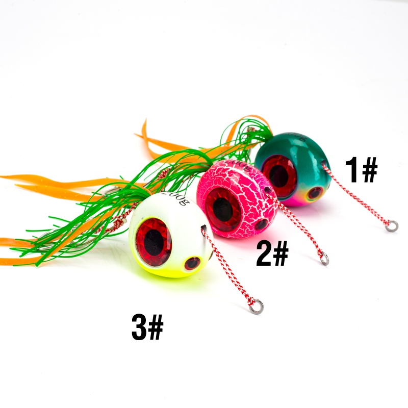 3warna Metal Jig 3D Mata Tenggelam Umpan Snapper Kabura Jigs Dengan Kait Bantuan 60g /80g /100g /150g /200g Metal Jig Sea Fishing Bait Rok Karet