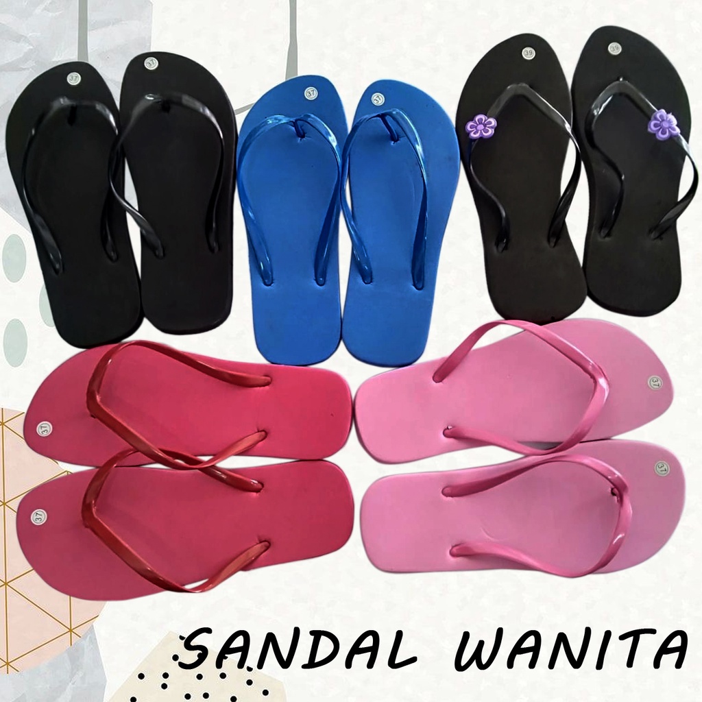 Sandal Jepit Santai Wanita Casual Warna Polos Non Slip Fashion Trendy