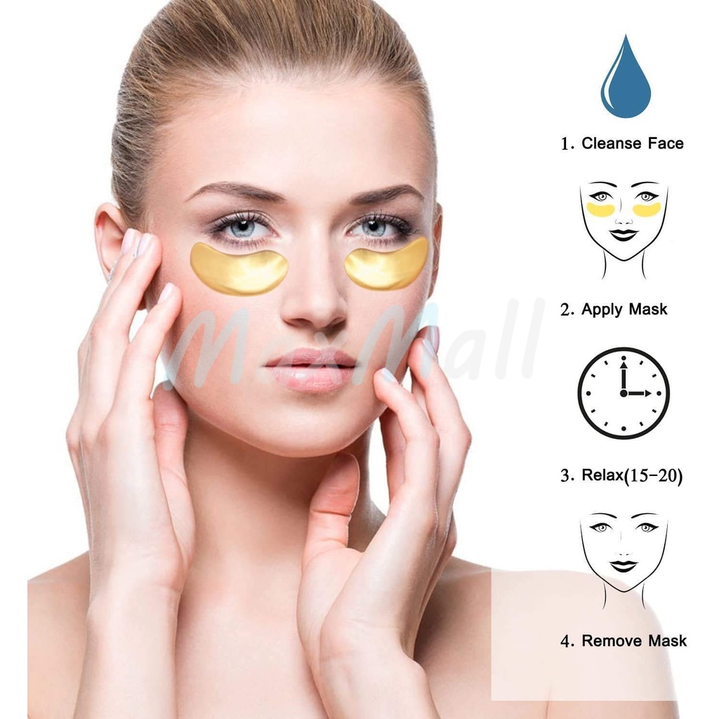 Collagen Eye patch Masker Mata Kolagen Masker Kantong Mata Emas Crystal Collagen Gold Anti Aging Powder Eye Mask Gold Mata Panda Hitam