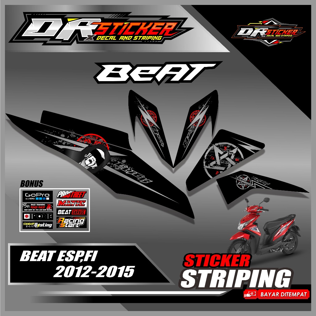 Striping Beat Transparan- Striping Beat Fi Esp 2013 2014 2015 - Striping Variasi Motor Beat Lady San