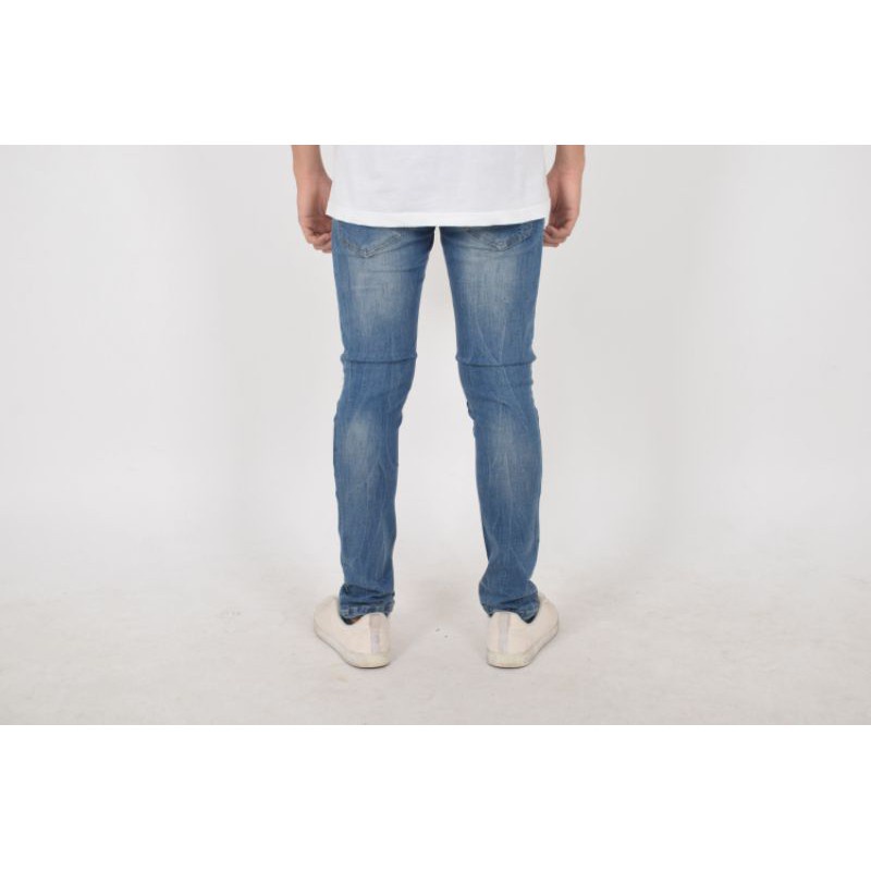 Weird Jeans  - Blue modry A08 - Celana Jeans Pria Skinny Slimfit Ripped Jeans