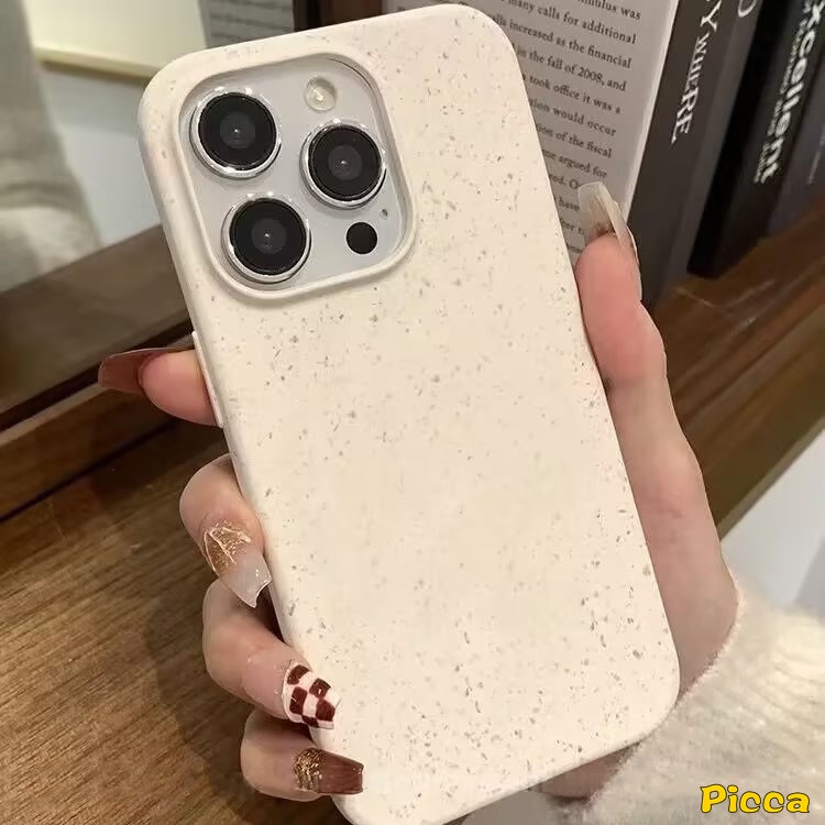 IPHONE Ins Mewah Casing Tekstur Jerami Kompatibel Untuk Iphone6 6S 7 8 Plus XR 11 14 13 12 Pro MAX X XS MAX 7Plus SE 2020warna Solid Sederhana Case Lembut Tpu Degradable Cover