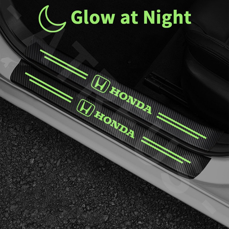 Luminous Stiker Pelindung Pintu Mobil Honda Anti Gores Threshold Strips Mobil Stiker Untuk Honda Brio City Civic CRV HRV BRV Accord Mobilio WRV Odyssey Freed Jazz