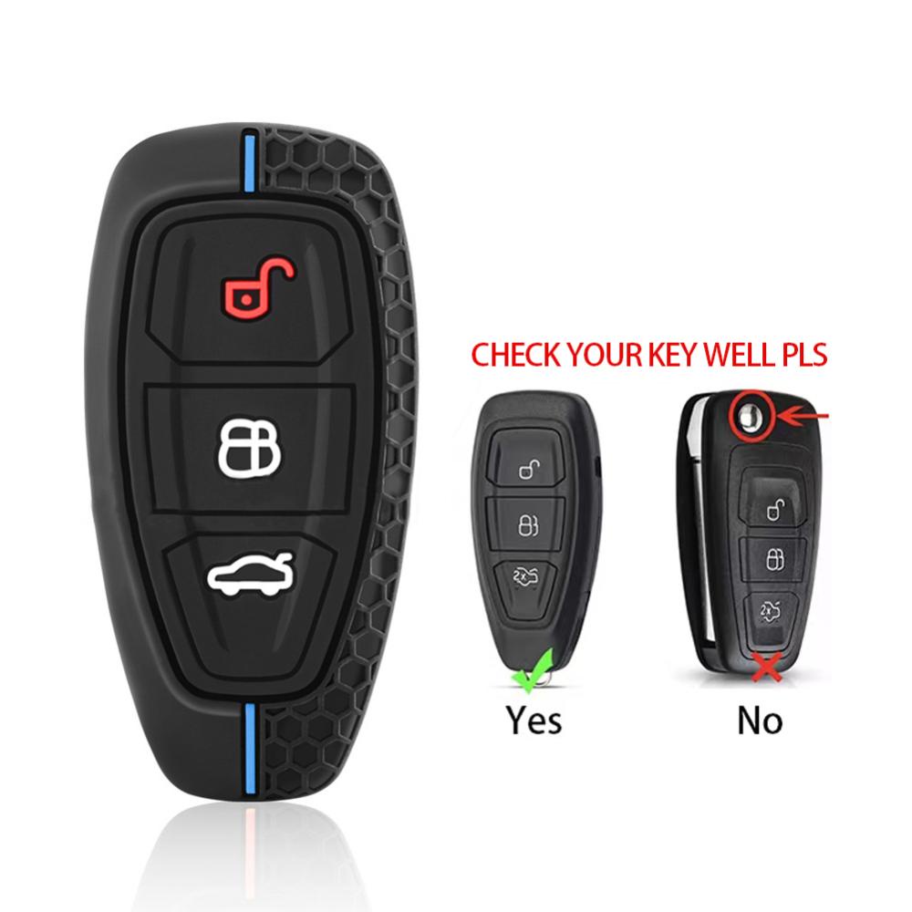 Openmall Silica Gel 3tombol Key Cover Case Pelindung Kunci Untuk Ford Transit Custom Mondeo Fiesta Kuga ST Line MK3 Focus 3stasion Wagon Ecosport L4W7