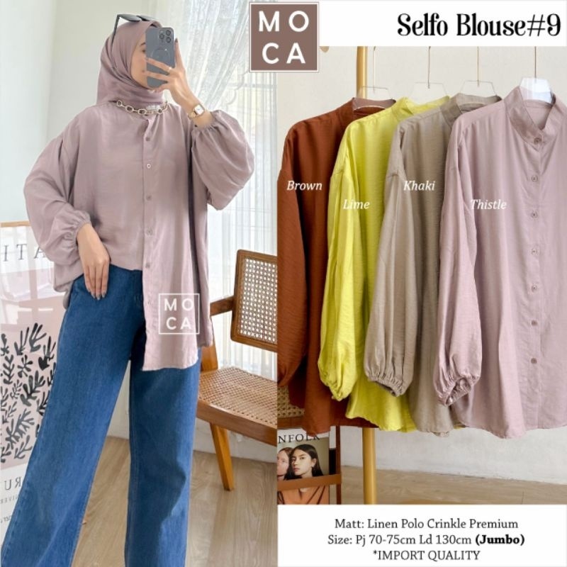 SELFO BLOUSE #9 Jumbo ORI MOCA | Ld130 Linen Polo Crinkle Premium