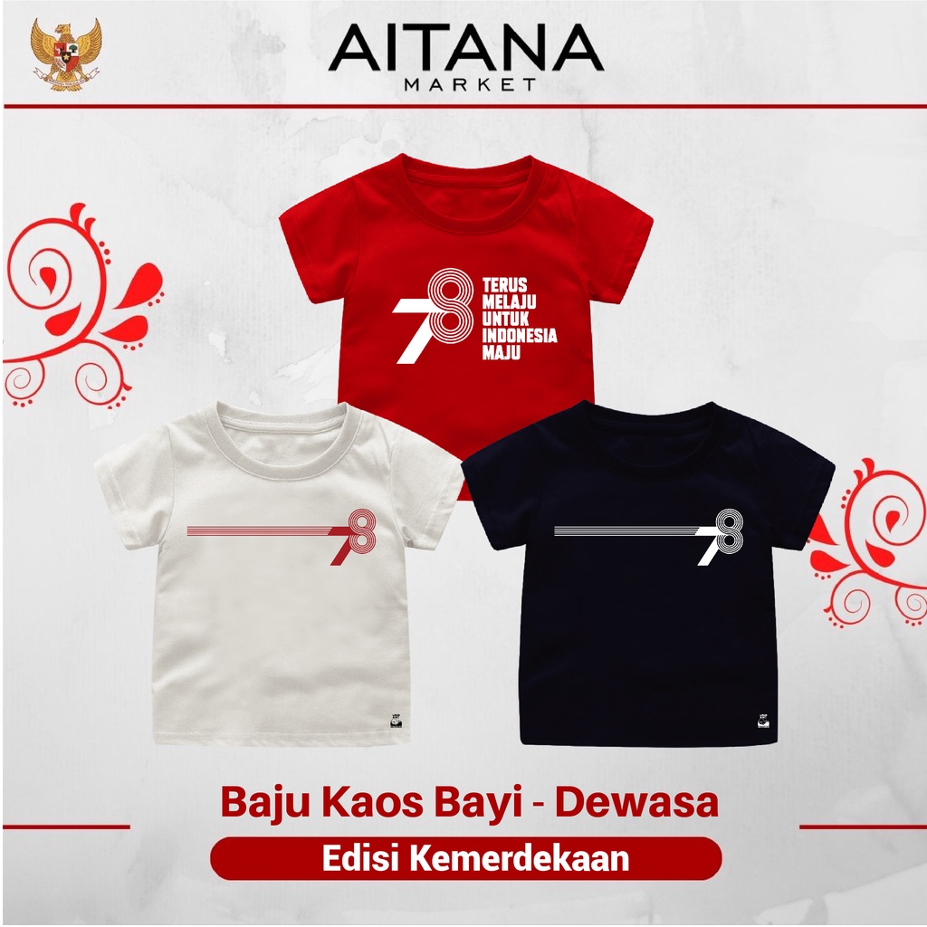 Baju Kaos Kemerdekaan Size Bayi Sampai Dewasa Seri Indonesia Maju Bahan Katun Combed 30s