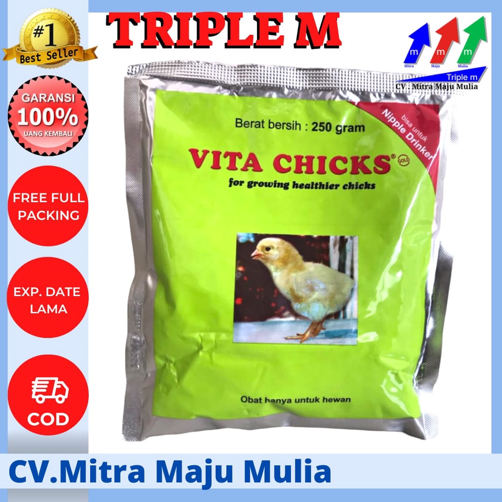 VITACHICK 250 gram MEDION, Vita Chick 250 gram Vitamin Pertumbuhan Anak Ayam Burung Vita Chicks Vitachicks