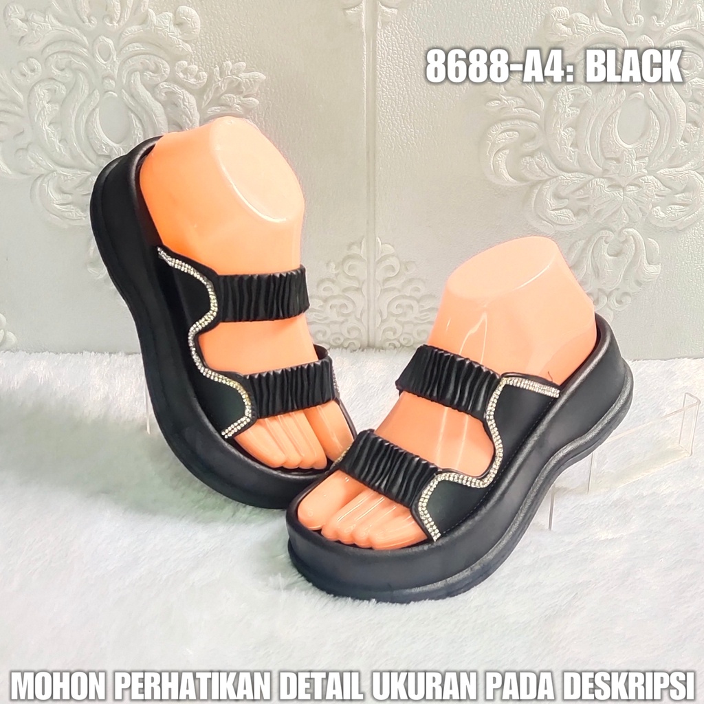 Sandal Wanita Wedges 8688 A4 Sendal Jelly Karet Import Kekinian SDLWW