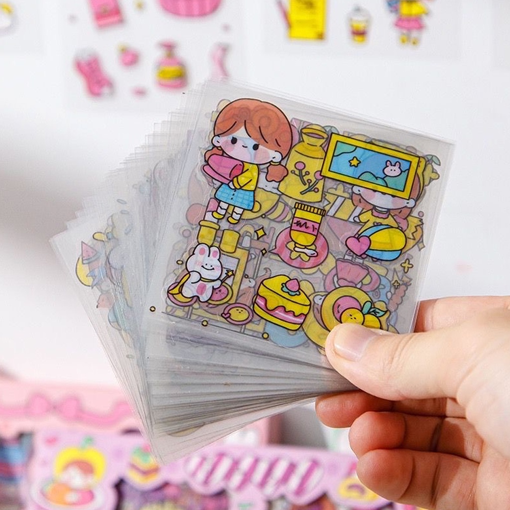 TK Stiker 2D 100 Lembar Sticker Momo Kartun Korea Lucu Anti Air S079