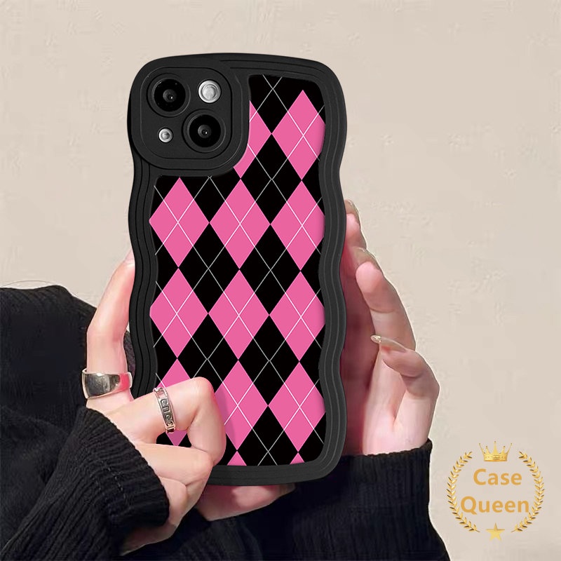 Couple Cover for Redmi Note 8 10 11 10S 9 11s Redmi 12C 9C 10A 10 9T A1 9 9C NFC 10C 9A Fashion Chessboard Diamond Grid Soft Wavy Edge Phone Back Case