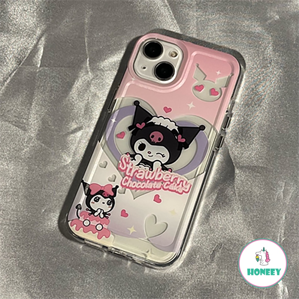 Fashion Berongga Keluar Cinta Hellokitty Kulomi Phone Case Kompatibel Untuk Iphone14 13 12 Pro Max Case iPhone 11xr XS 7 8Plus Bening Lembut TPU Penutup Belakang