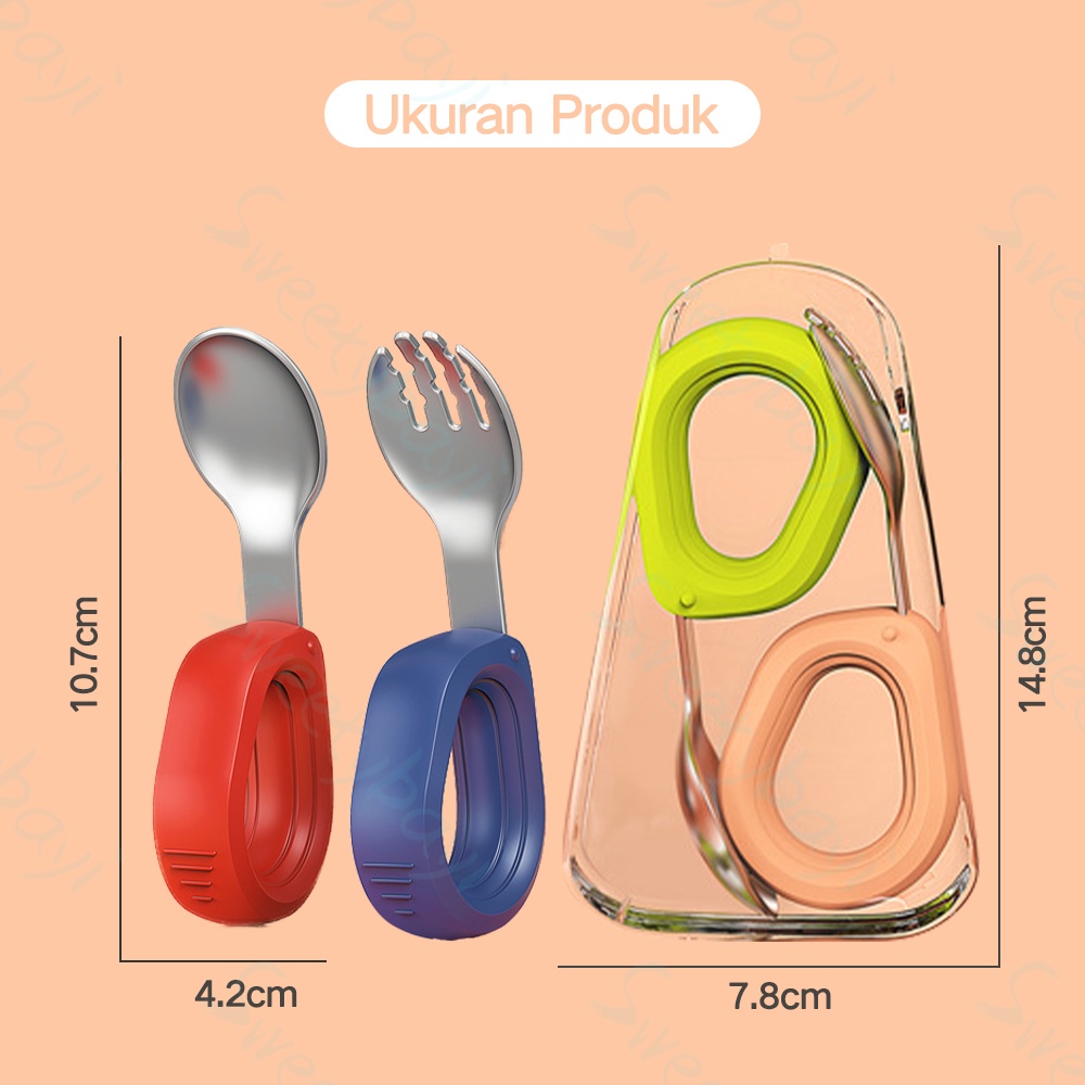 SweetyBayi Sendok bayi anak stainless set Training spoon sendok garpu bayi silikon