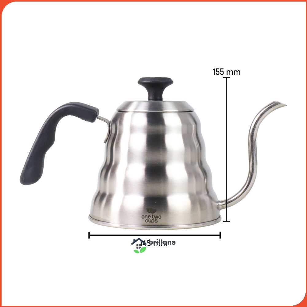 One Two Cups Coffee Teko Maker Pot V60 Drip 1155ml with Thermometer