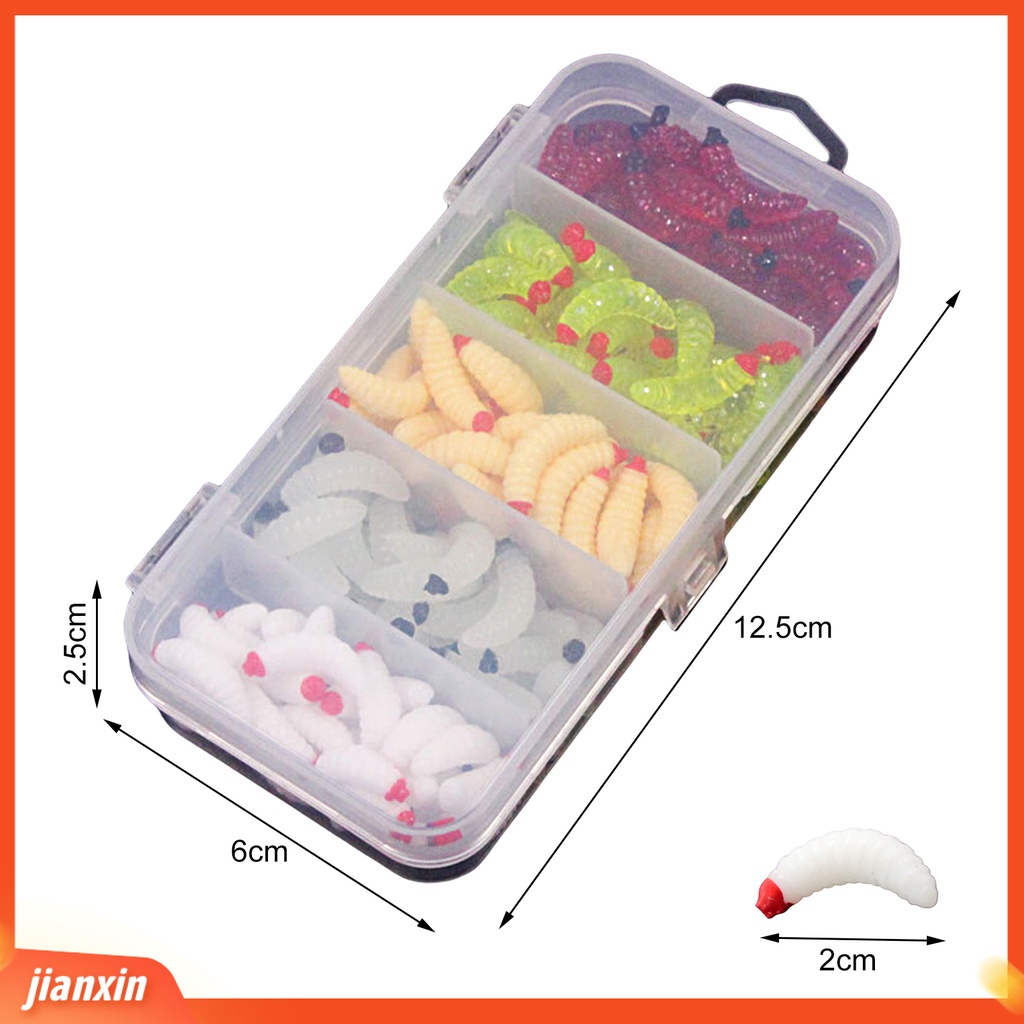 (In Stock) 125Pcs 2.4cm /0.4g Umpan Pancing 5warna Kotak Simulasi Warna Terang Ketangguhan Yang Baik Ikan Menarik Universal Bercahaya Cacing Lembut Buatan Umpan Perlengkapan Memancing